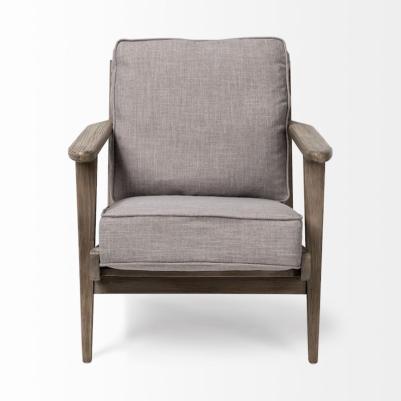 HomeRoots 31" Gray and Brown Fabric Lounge Chair - 31' X '32' X '28