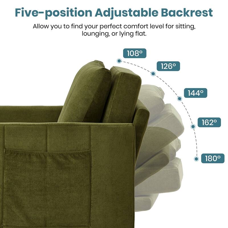 31.5" Compact Sleeper Sofa with 5-Position Backrest, Storage Solutions