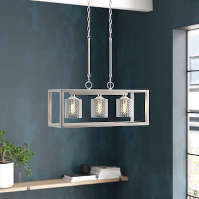Moulins 3-ight Linear Modern Farmhouse Rectangle Chandelier with UL Certified - 25in