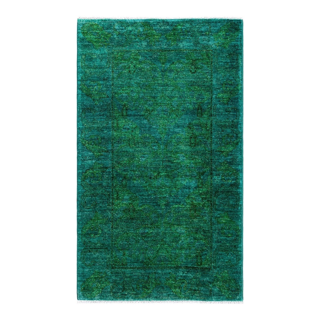 Contemporary Overdyed Wool Hand Knotted Area Rug - 3' 1" x 5' 3"