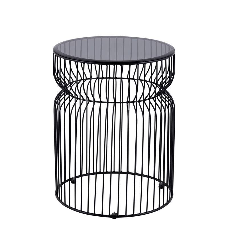 Modern Contemporary Metal Nested base and Tinted tempered glass top material End Table
