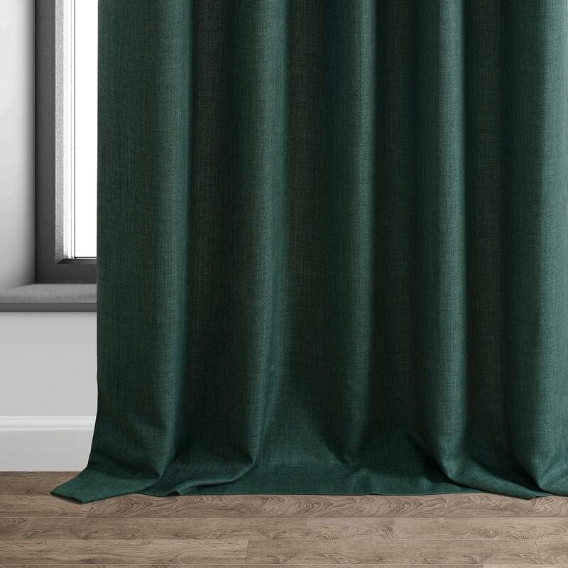 Exclusive Fabrics Italian Faux Linen Room Darkening Curtains (1 Panel) - Sophisticated Drapery for Versatile Décor