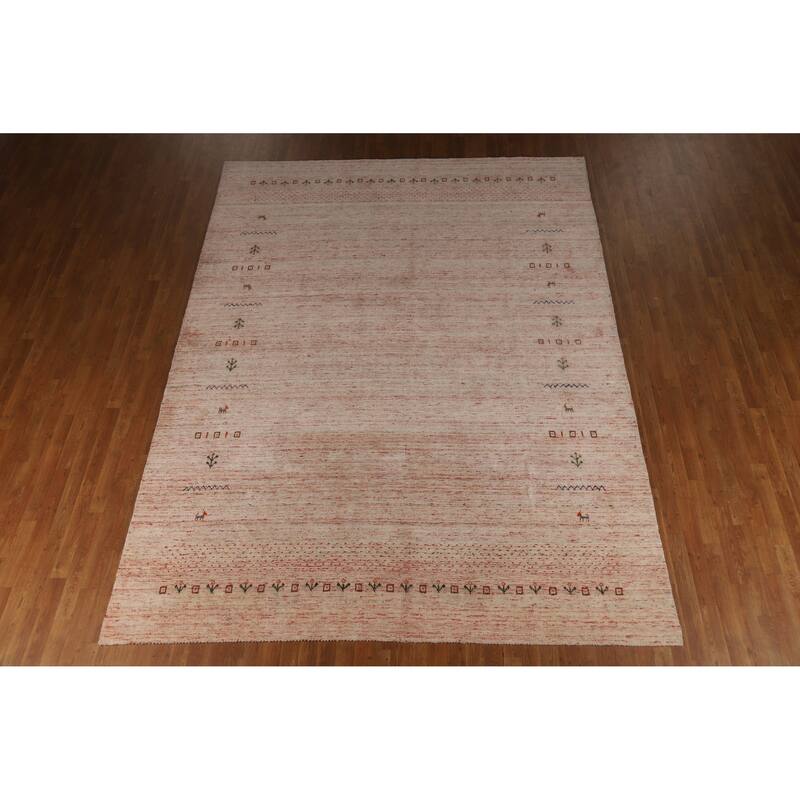 Hand Knotted Oriental 100% Wool Carpet Tribal Animal Pictorial Multi-Colored Gabbeh Area Rug - 11' 5'' X 8' 8''