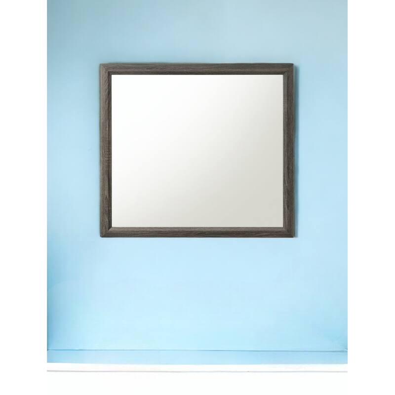 HomeRoots 35" Gray Wood Framed Accent Mirror - 39' X '35' X '1 - 39' X '35' X '1 - Gray