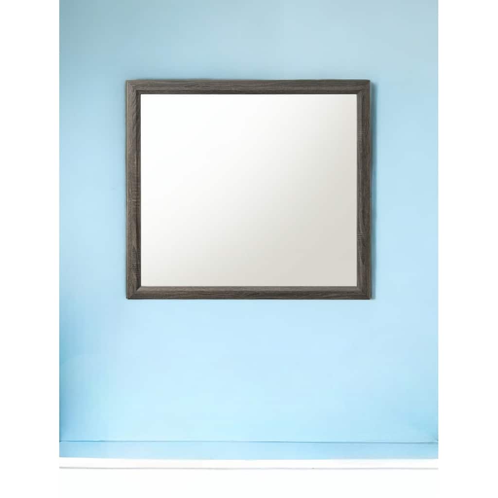 HomeRoots 35" Gray Wood Framed Accent Mirror - 39' X '35' X '1