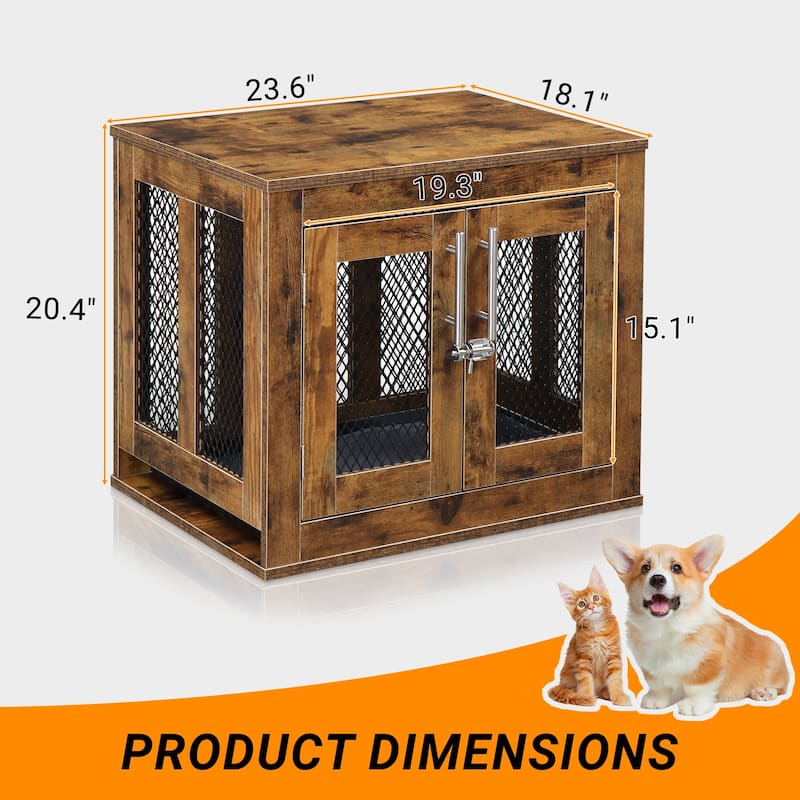 Furniture Dog Crate With Tray For Large Dogs, Indoor Aesthetic Puppy Kennel Pet House Dog Cage With Door