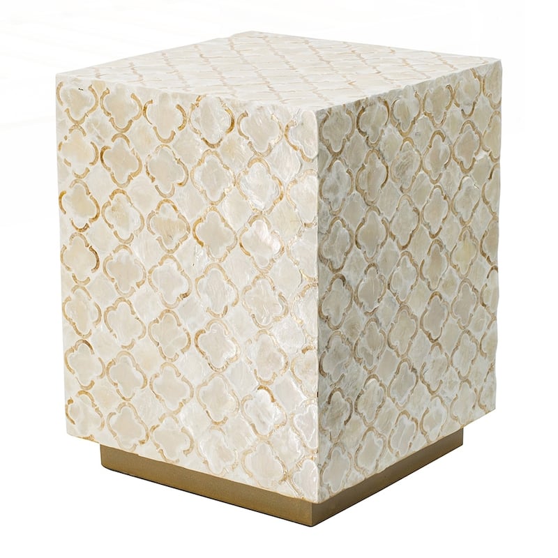 Square Capiz Stool Cream