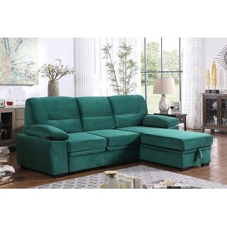 Velvet Fabric Reversible Sleeper Sectional Sofa Chaise, L-Shaped ...