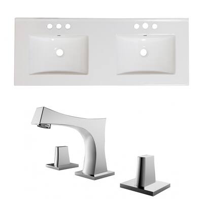 American Imaginations 59-in. W 3H8-in. Ceramic Top Set In White Color