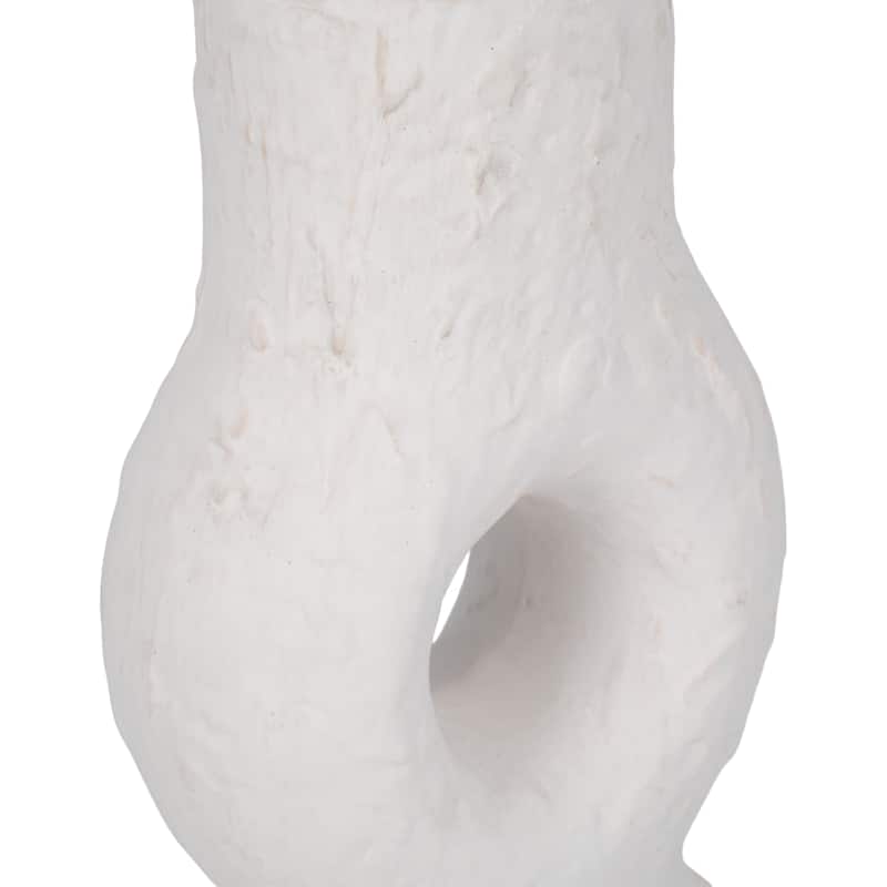 Sagebrook Home Ceramic Textured Stacked Circles Vase, White, Novelty, Solid Color