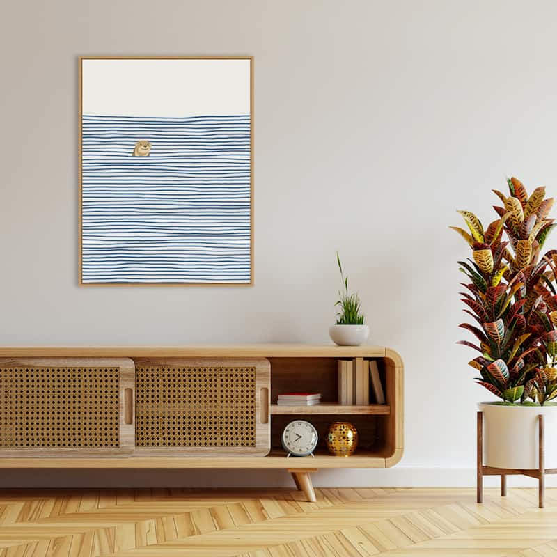 Otter in the Waves by Little Dean Framed Canvas Wall Art