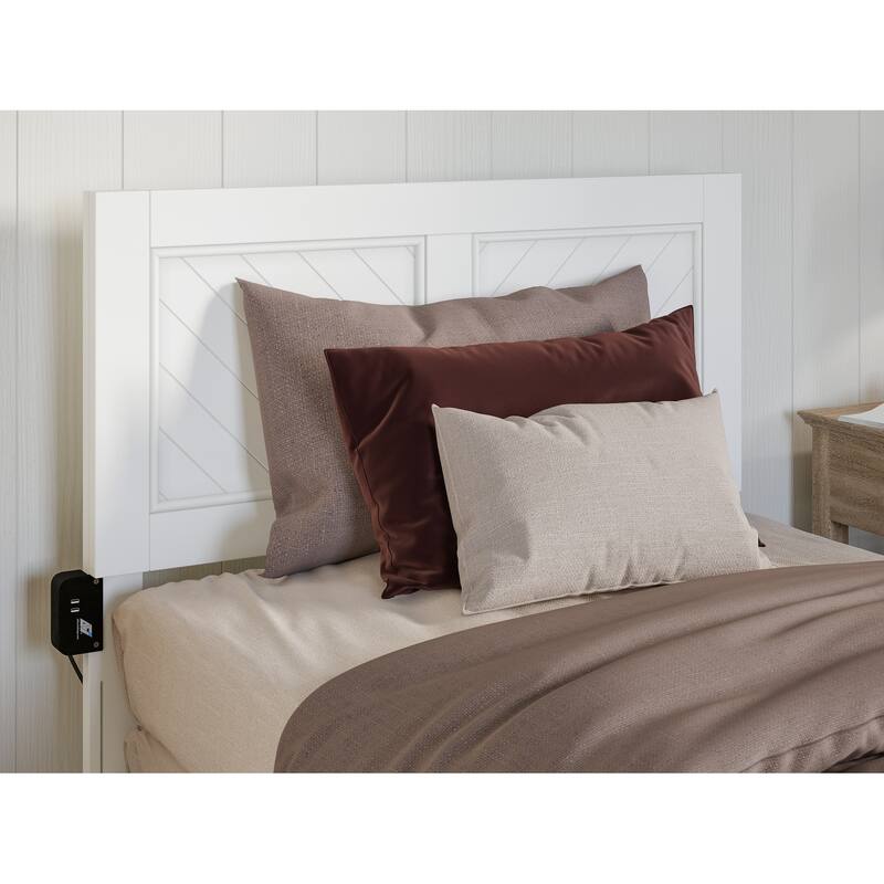 Gothic Bed Frame Twin XL - Foundation Platform Bed with Footboard - White Finish