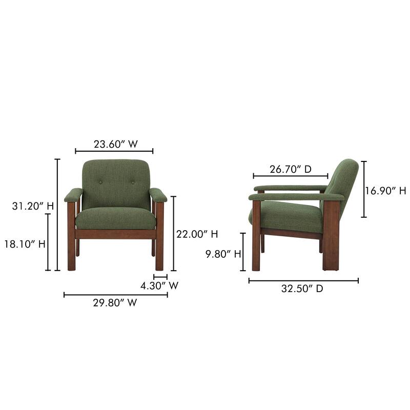 NADAAL STUDIOS Sawyer, Lounge Chair Recycled Upholstery, Green