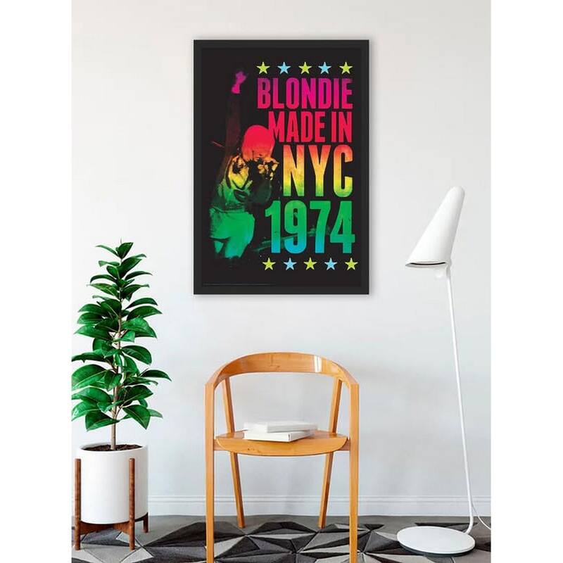 Blondie Made in NYC 1974 poster Non Flock Blacklight Framed Poster - 24 x 36 Inch