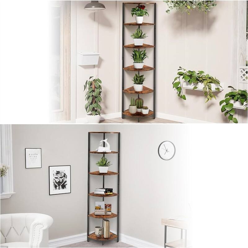 6 Tier Corner Shelf - 12.2"D x 18.1"W x 63.1"H