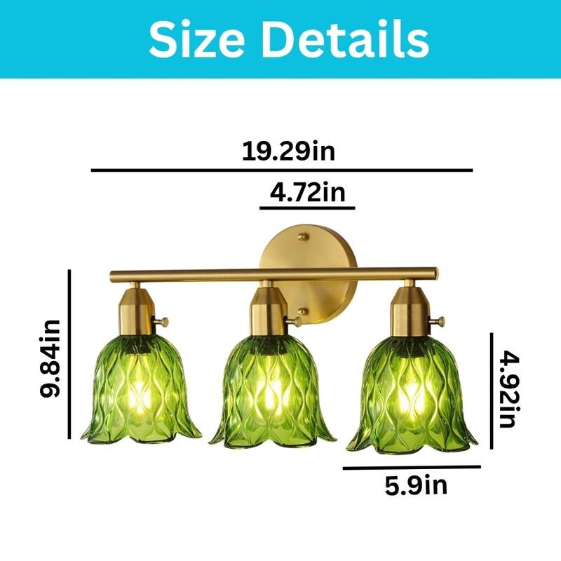 3 Pack green lighting tulip green light fixtures glass wall sconces