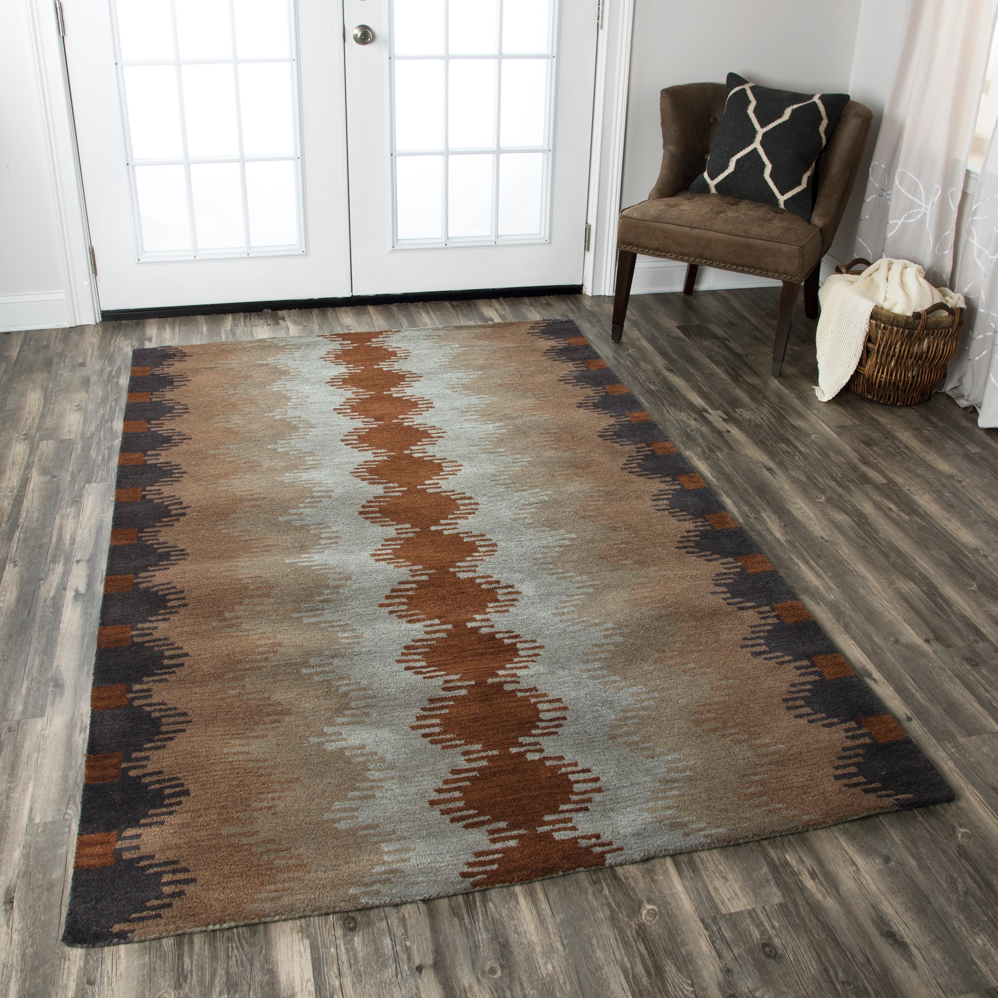 Alora Decor Pueblo Grey and Brown Hand-tufted Wool Rug