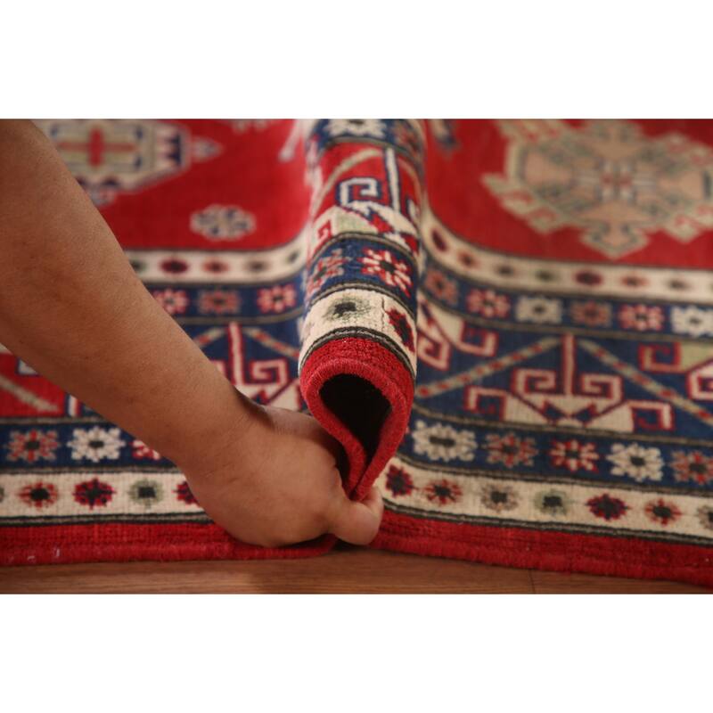 Red Kazak Area Rug Hand-Knotted Wool Carpet - 6'8" x 9'3"