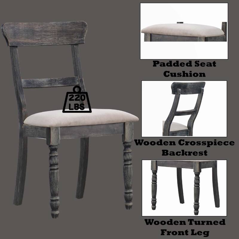 Linen Weathered Gray Finish Side Chair (Set of 2)