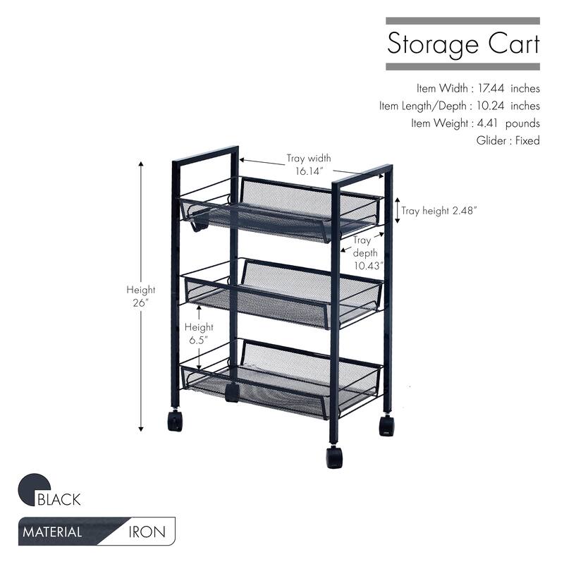 Porthos Home Cason 3-tier Organization And Storage Utility Cart