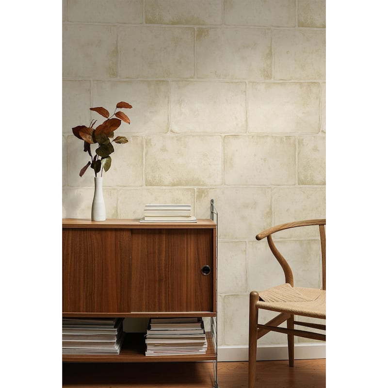Seabrook Designs Chantilly Stone Blocks Unpasted Wallpaper