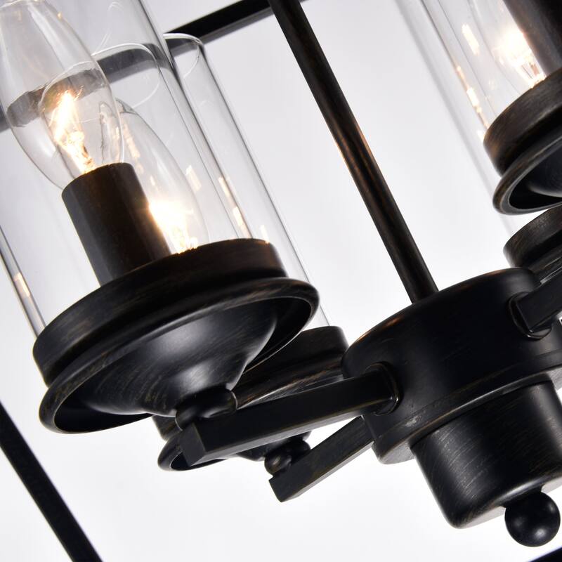 Modern 4-Light Chandelier with Glass Shades - N/A