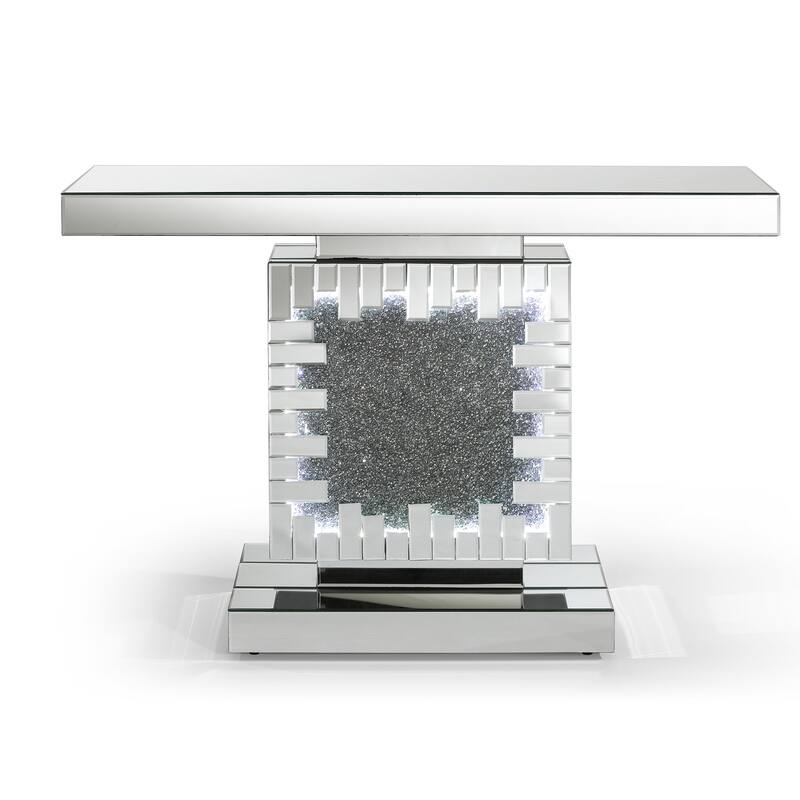 Decor 47.2 in. Silver Rectangle Glass Top Console Table