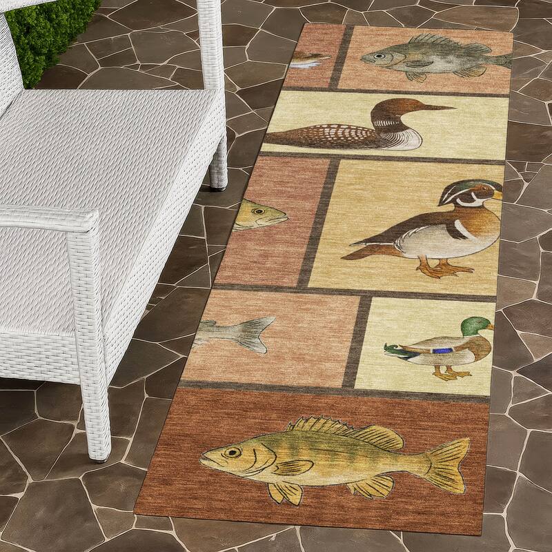 Machine Washable Indoor/ Outdoor Cabin Lodge Chantille Rug - Paprika - 2'3" x 7'6"