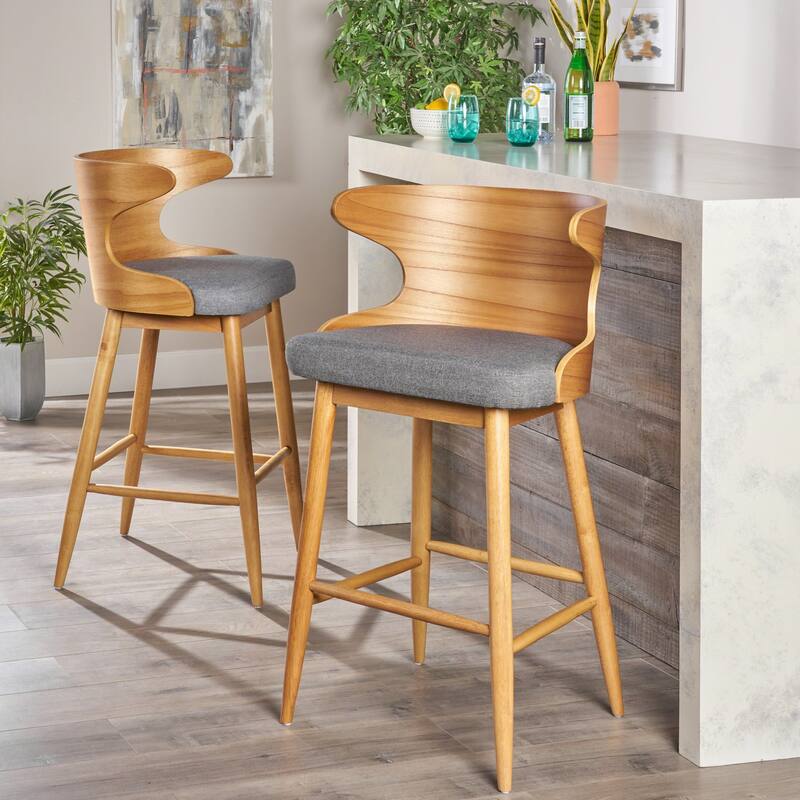 Stylish BAR CHAIR with Mid-century Design and Upholstered Seat