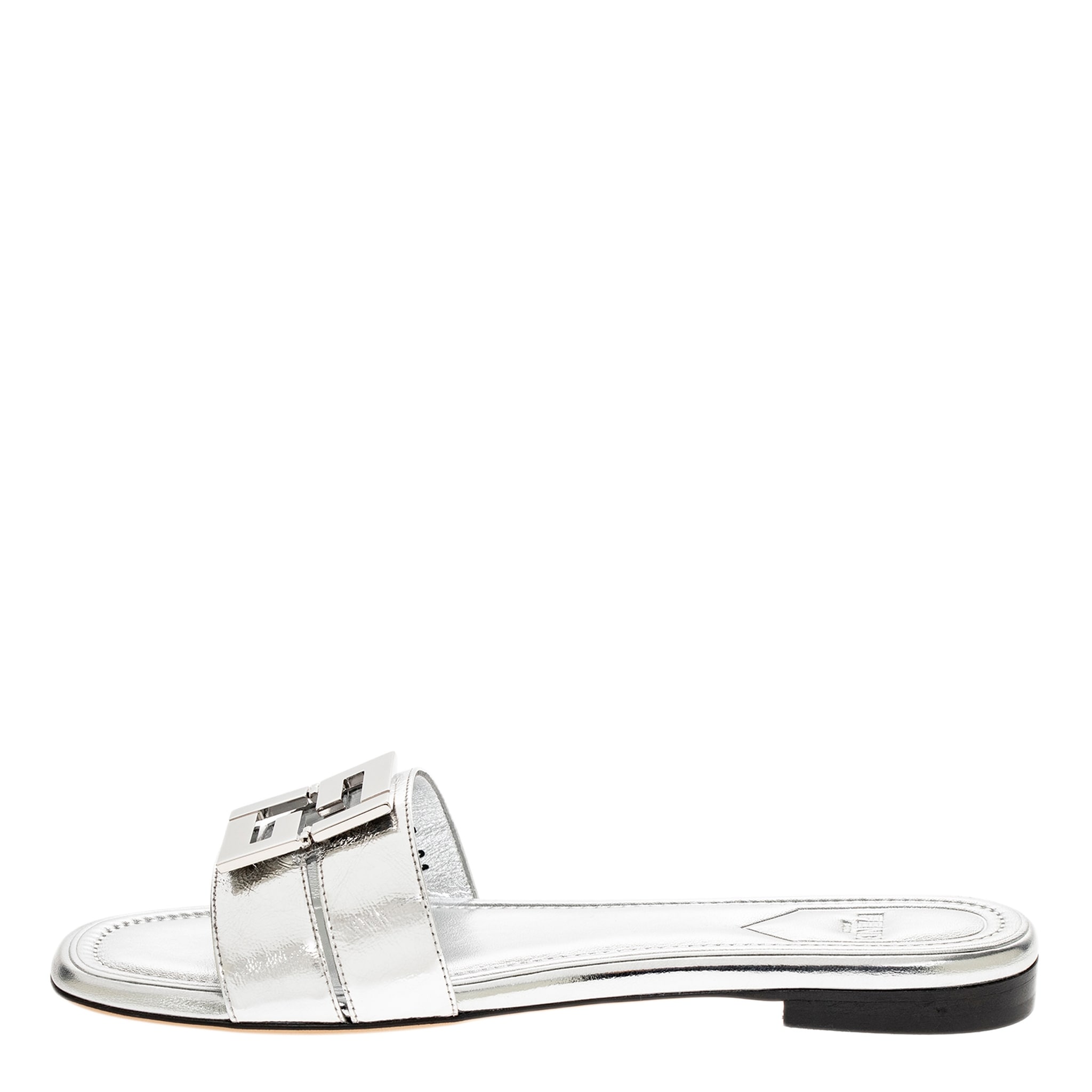 Fendi Ffold Slides - Silver - Overstock - 42859962