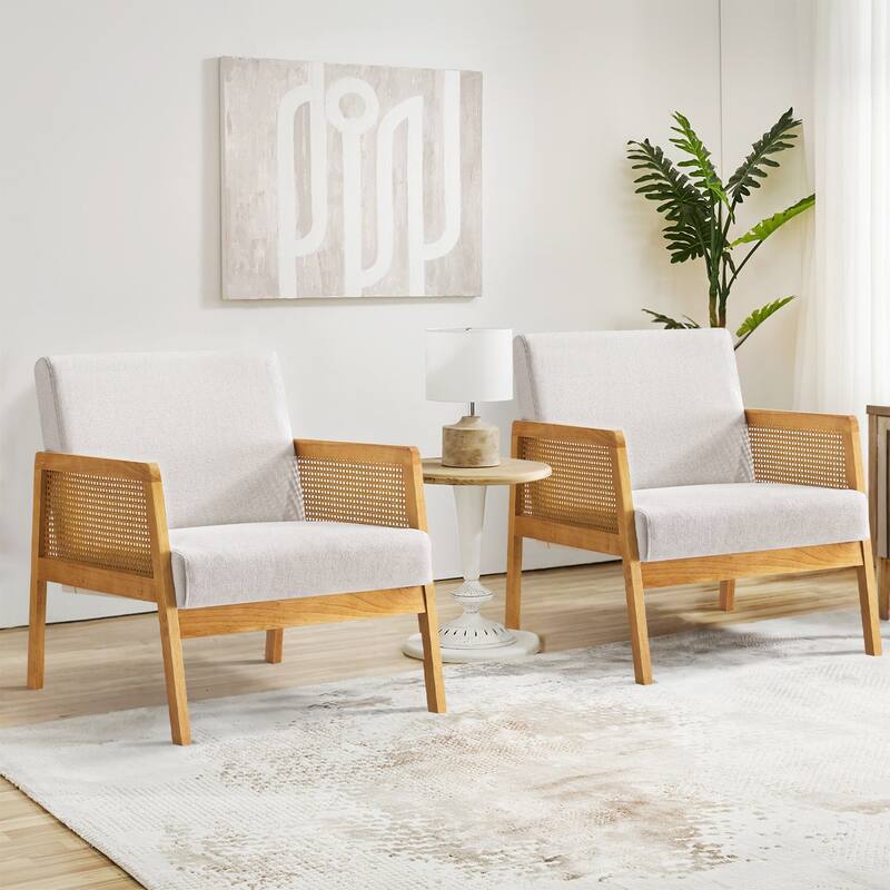 Accent Chair Mid-Century Modern Chair with Sherpa Fabric Upholstered Lounge Arm Chair with Solid Wood Frame & Soft Cushion