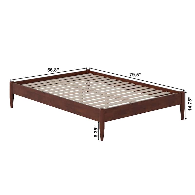 Full Platform Bed Frame - 14 Inch Modern Bed - Walnut Finish - Home Bedroom Furniture