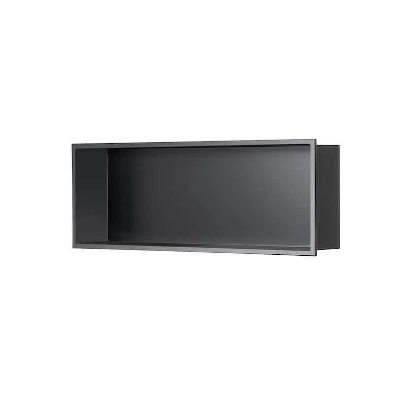 24.4"x8.66"x3.93" Stainless Steel Black Rectangular Recessed Shower Niche 18 Gauge