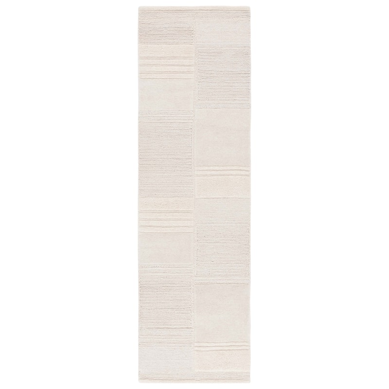 SAFAVIEH Handmade Manhattan Heidegunde Modern Wool Rug - 2'3" x 8' Runner - Ivory/Beige