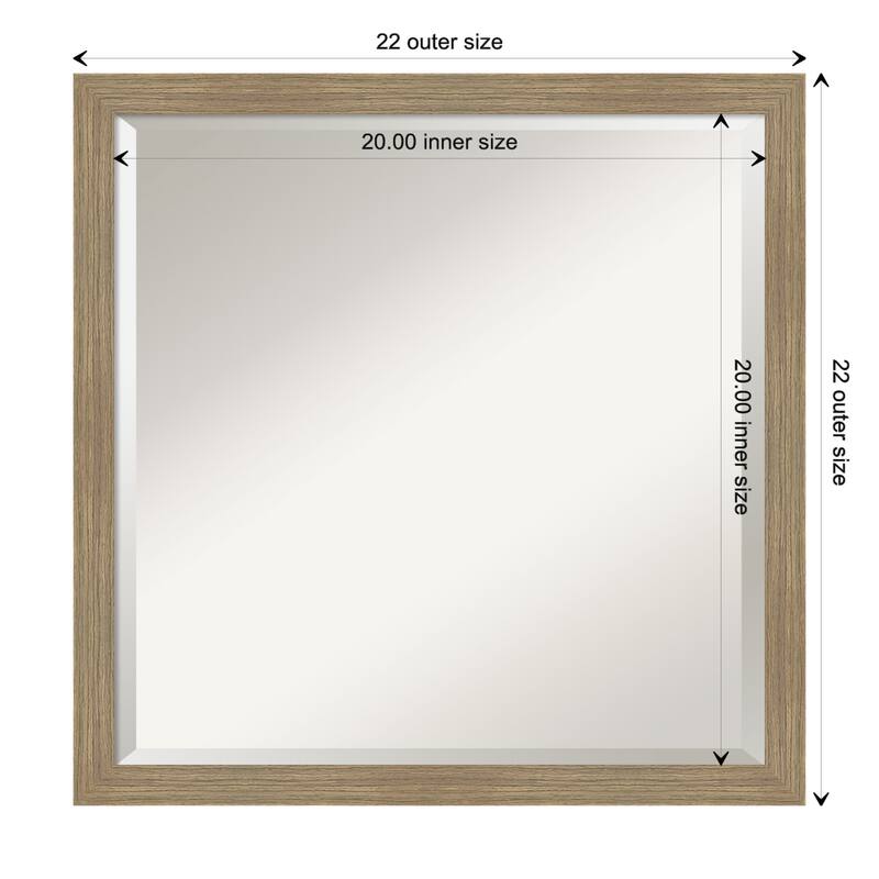 Woodgrain Stripe Beveled Wood Framed Wall Mirror - Woodgrain Stripe Mocha - Glass Size 20x20