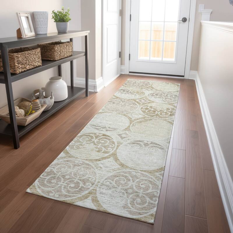 Premium Washable Super Soft Traditional Scroll Mayfield Rug - Ivory - 2' 3" x 7' 6" - Runner