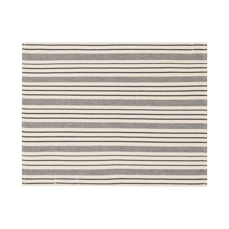 French Home Set of 4 Black and Cream Multi-Striped Placemats