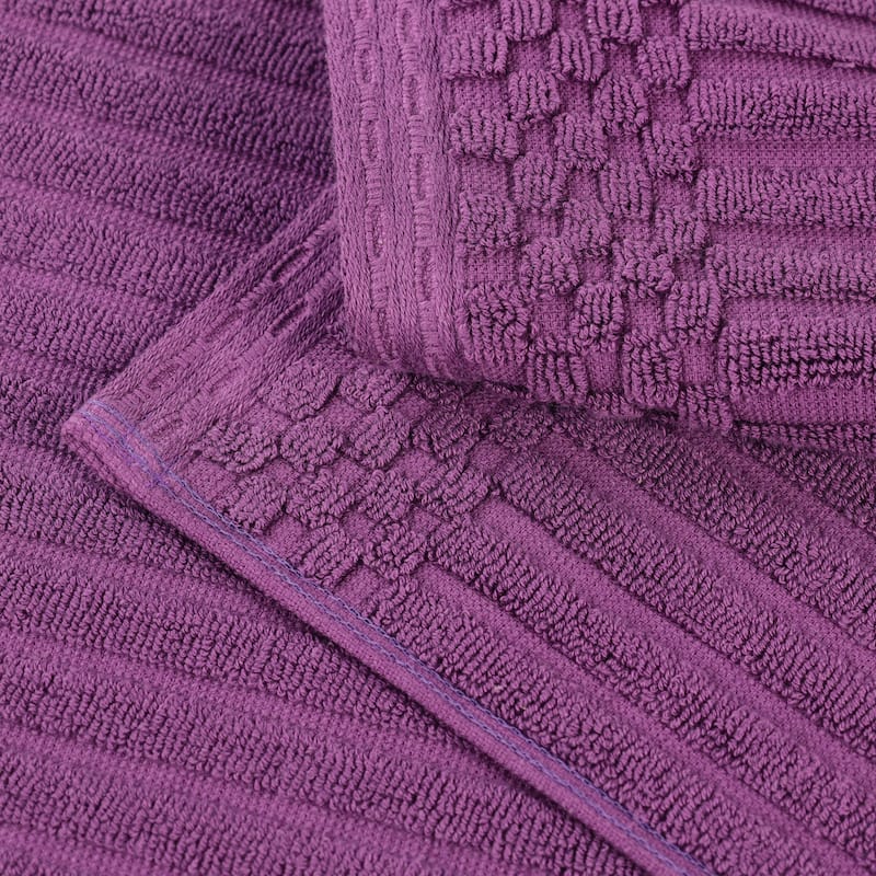 Blue Nile Mills Modern Ribbed 100% Cotton Quick-Dry 3-Piece Towel Set