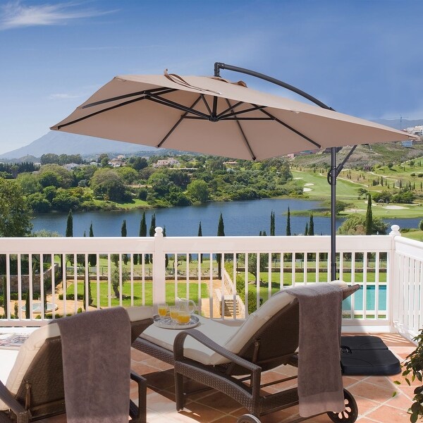 Bonosuki 8.2 x 8.2ft Patio Square Offset Umbrella with Base. Opens flyout.