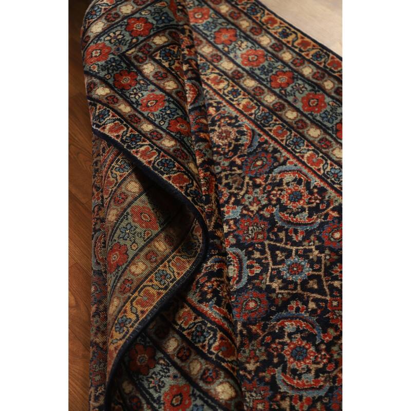 Hand Knotted Oriental 100% Wool Carpet Traditional All-Over Navy Blue & Blues Bidjar Area Rug - 6' 10'' X 4' 2''