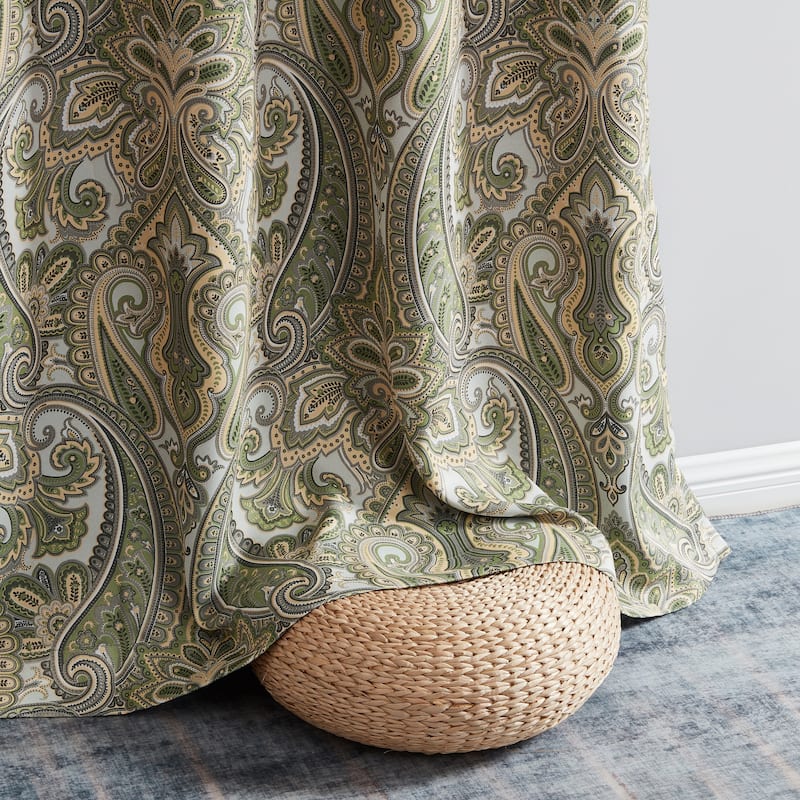 HLC.me Paris Paisley Print Light Reducing Filtering Grommet Window Curtain Panels - Set of 2