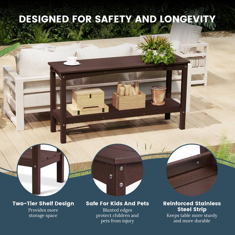 Laguna Hdpe All Weather Outdoor Patio Two Shelf Table
