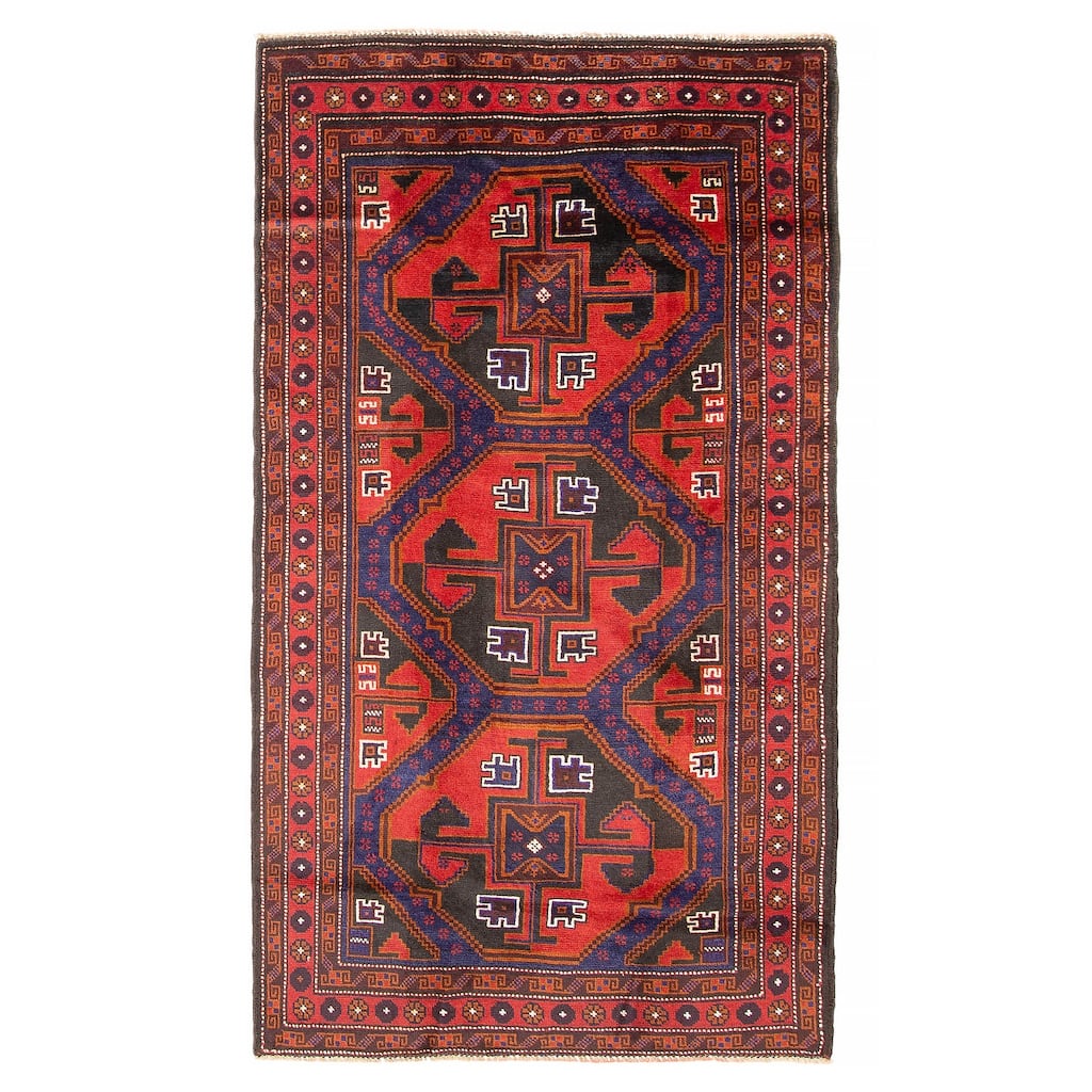 ECARPETGALLERY Hand-knotted Teimani Red Wool Rug - 3'7 x 6'3