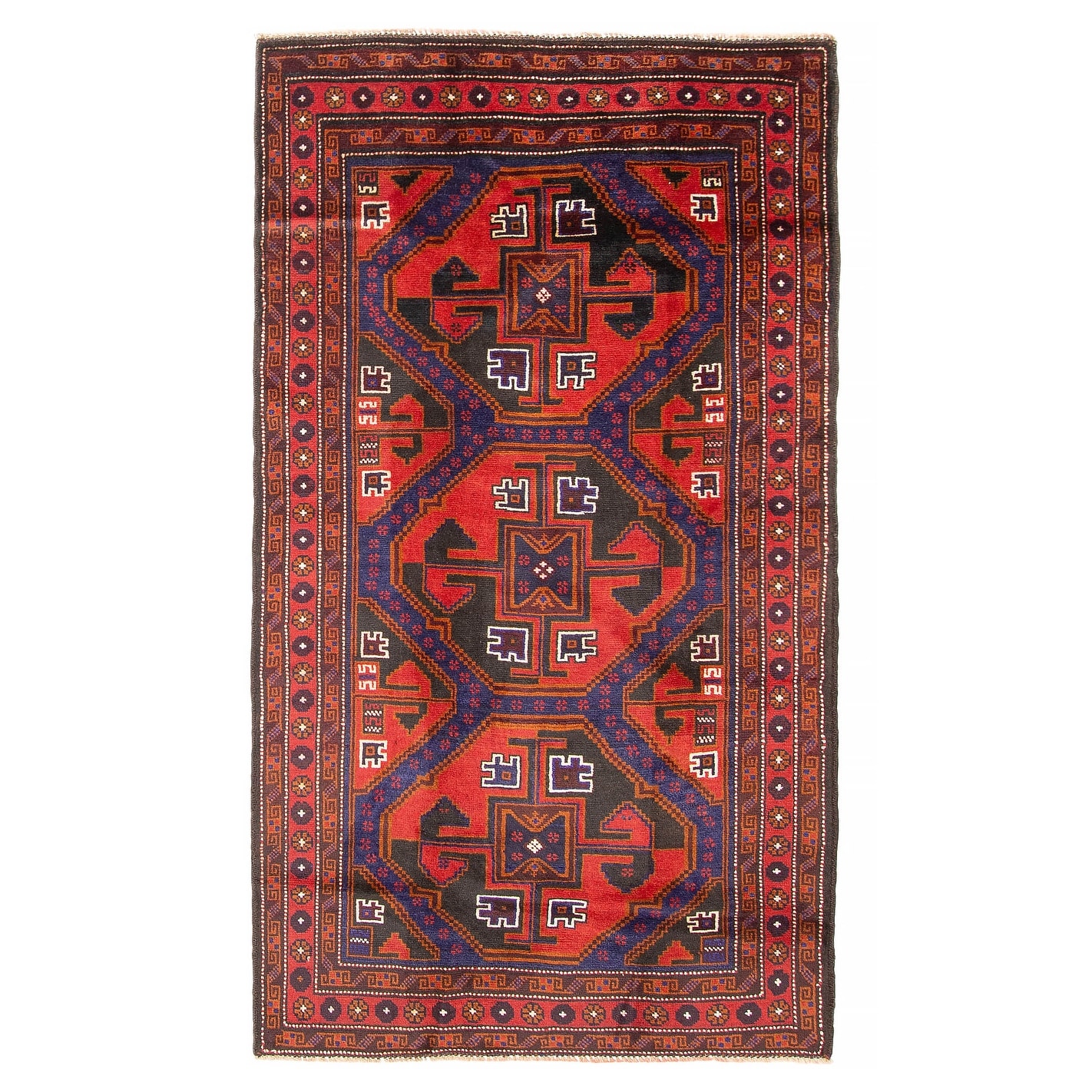 ECARPETGALLERY Hand-knotted Teimani Red Wool Rug - 3'7 x 6'3