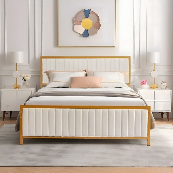 Javlergo Bed Frames with Upholstered Tufted Headboard and