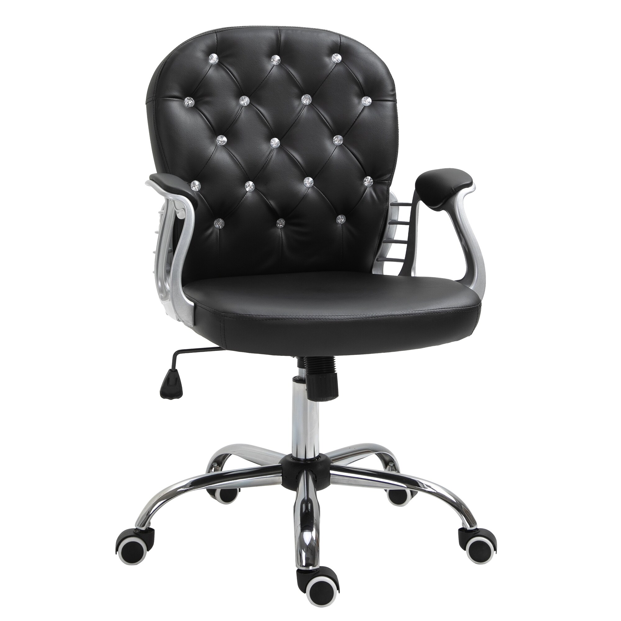 Shop Vinsetto Vanity Middle Back Office Chair Tufted Backrest Swivel Rolling Wheels Task Chair With Height Adjustable Armrests Overstock 31629390 Black