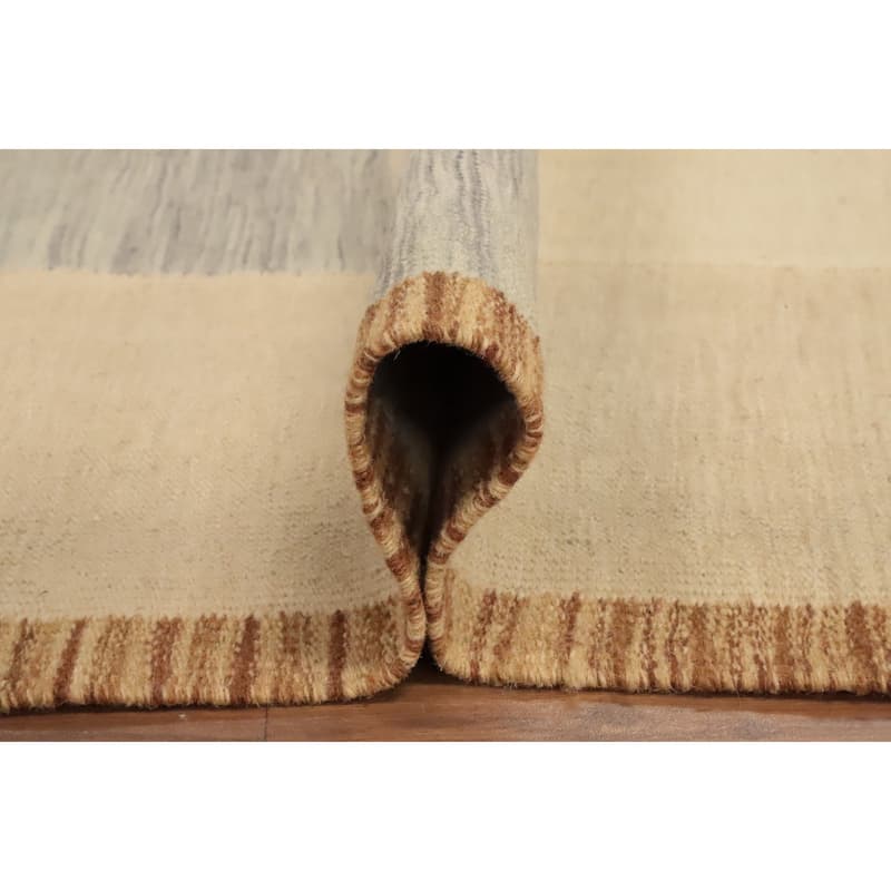 Hand Woven Oriental 100% Wool Carpet Southwestern Modern Beige & Ivories Kilim Area Rug - 13' 4'' X 9' 7''