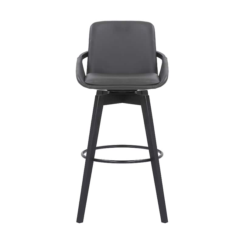 Baylor Mid-Century Swivel Bar Stool, Upholstered Counter Height Chair with Wood Frame