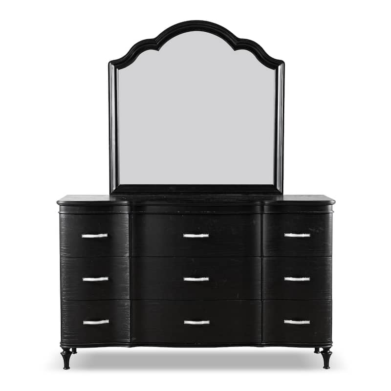Furniture of America Seabliss Glam Solid Wood 2-piece Dresser and Mirror Set