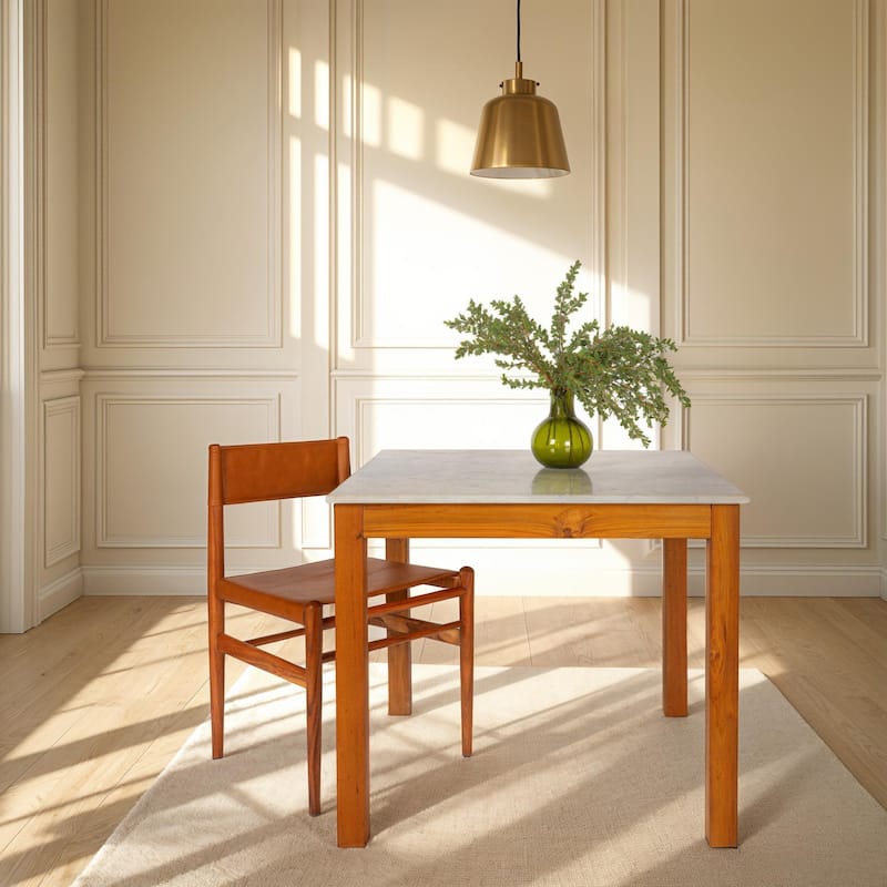 Teak and Marble Dining Table